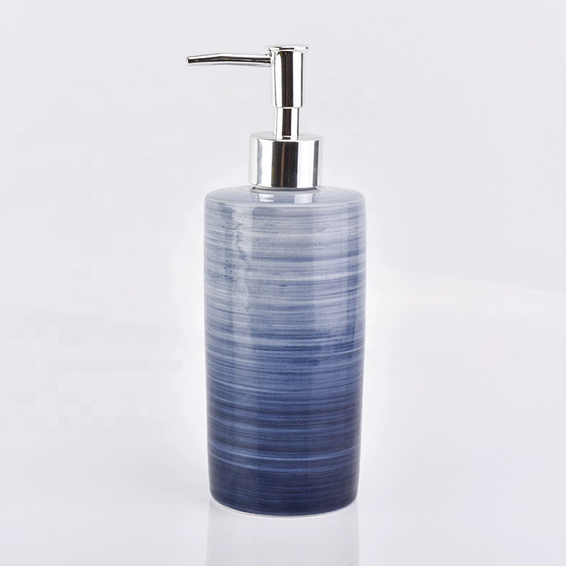 blue ceramic bathroom accessories tumbler soap dish toothbrush holder lotion dispenser