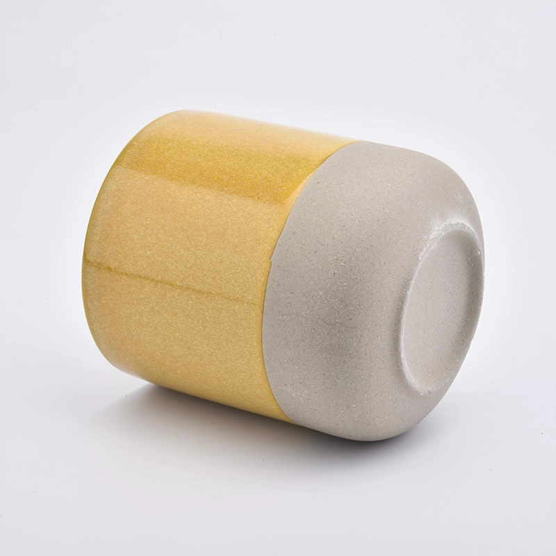 Yellow Glaze Candle Jar Ceramic Wholesale