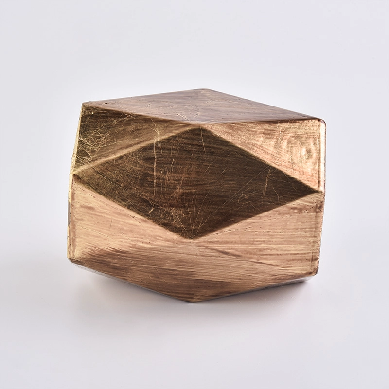 Custom Gold Hexagon Glass Candle Holders