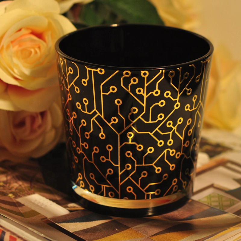 Black and white luxury empty glass candle jar for candle