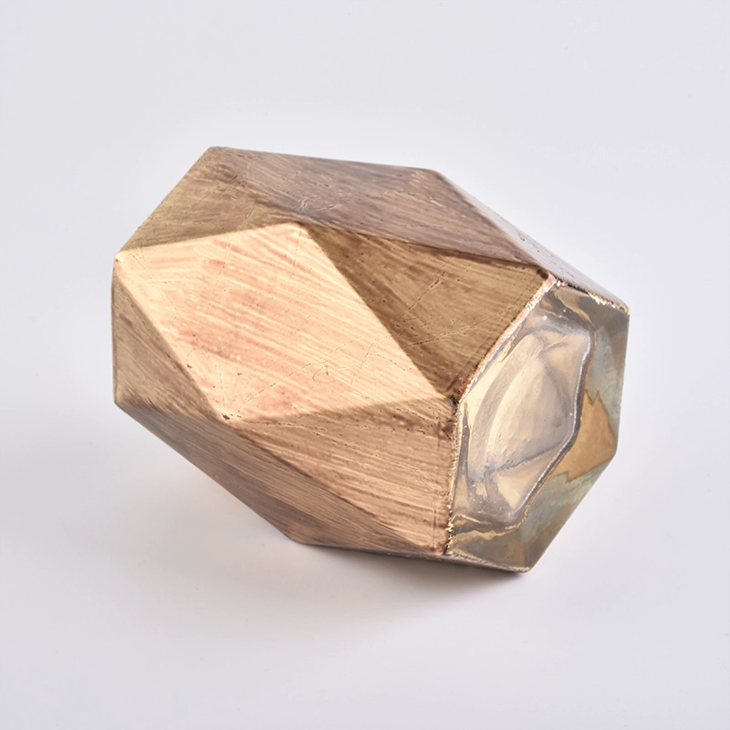 Custom Gold Hexagon Glass Candle Holders