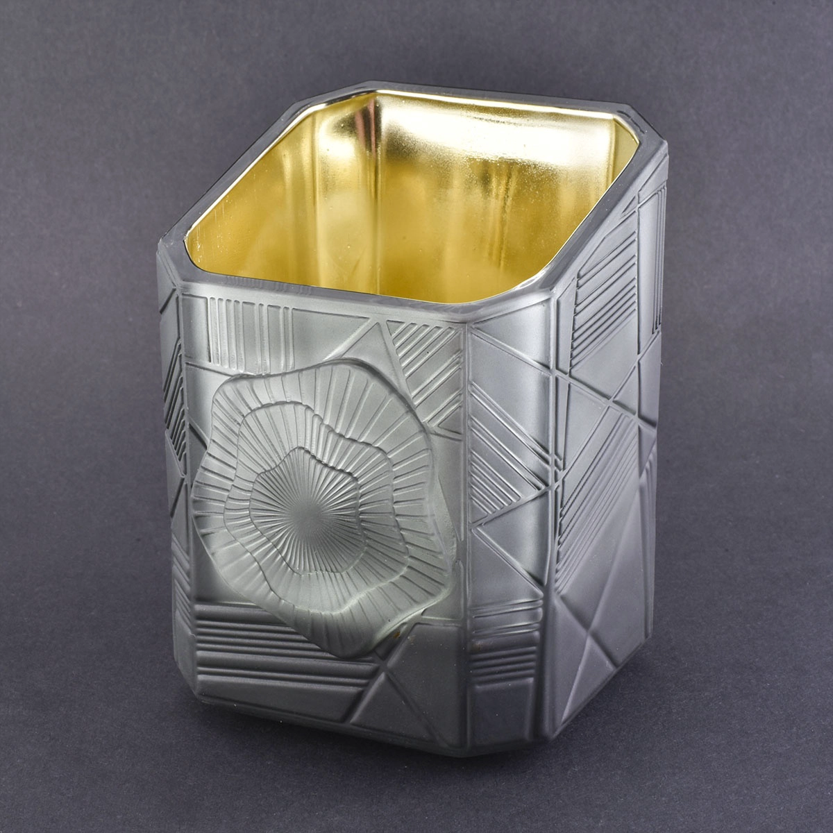 Suppliers grey crystal empty scented glass candle holders