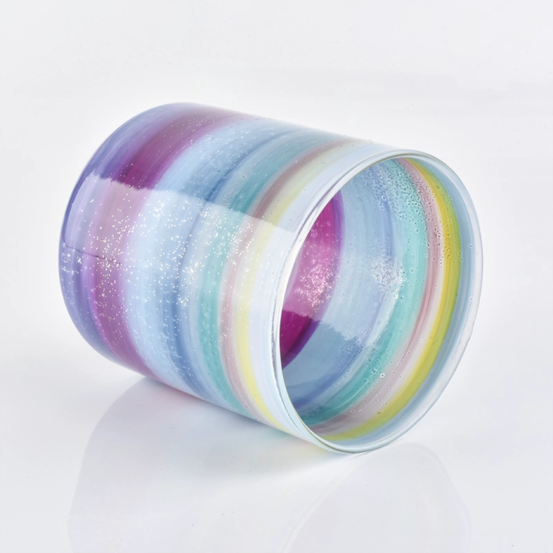 Hand Paint Colorful Straight Side Glass Candle Jars