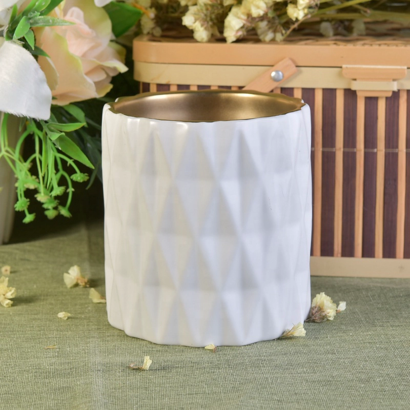 Wholesales white soy wax ceramic candle jars in bulk
