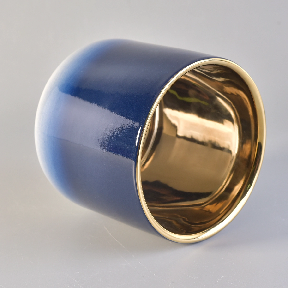 Christmas Gradient Blue Candle Ceramic Vessels With Gold Plating