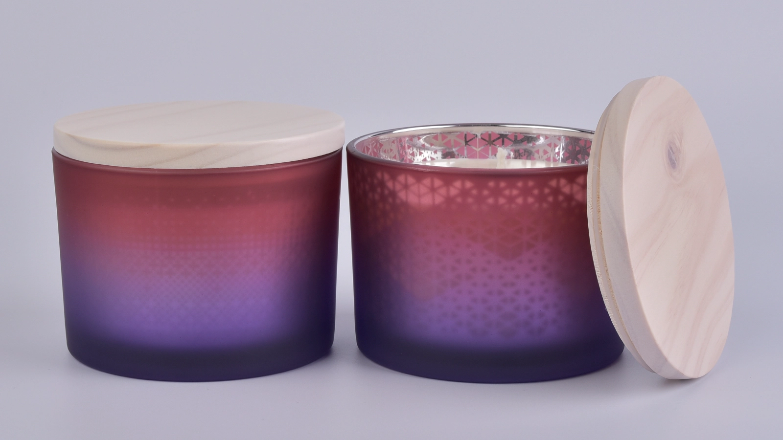Gradient Color Glass Candle Jar With Lid