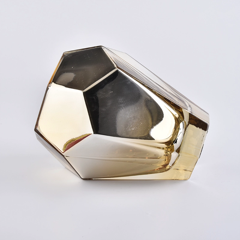 Wholesale Gold Polyhedral Glass Candle Jars