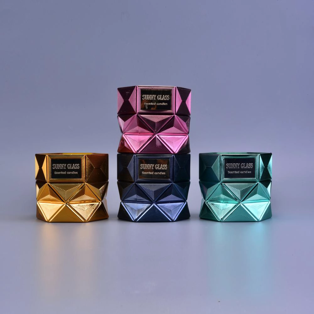 Patent Design Geo Cut Glass Candle Holders