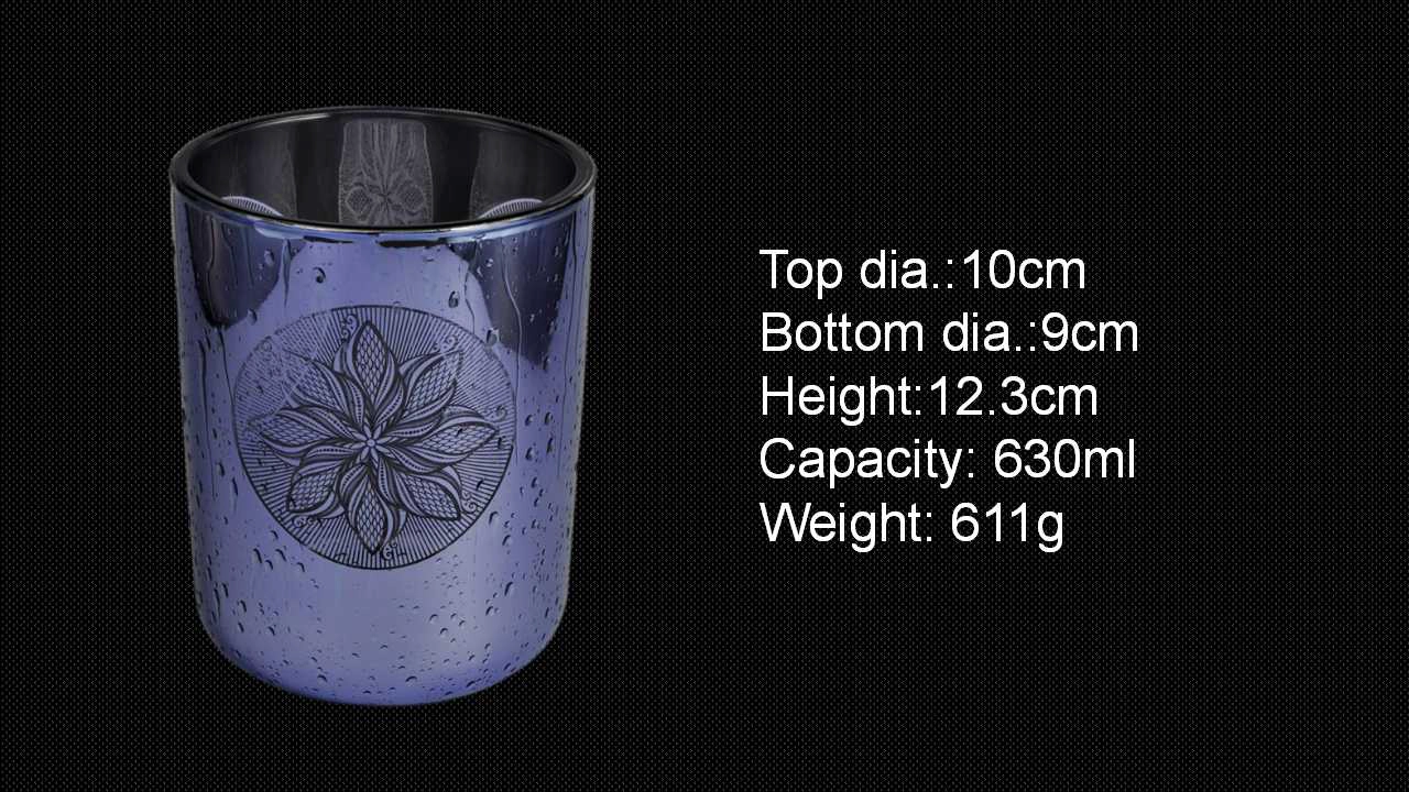 Raindrop Laser Pattern Glass Candle Jar With Round Bottom