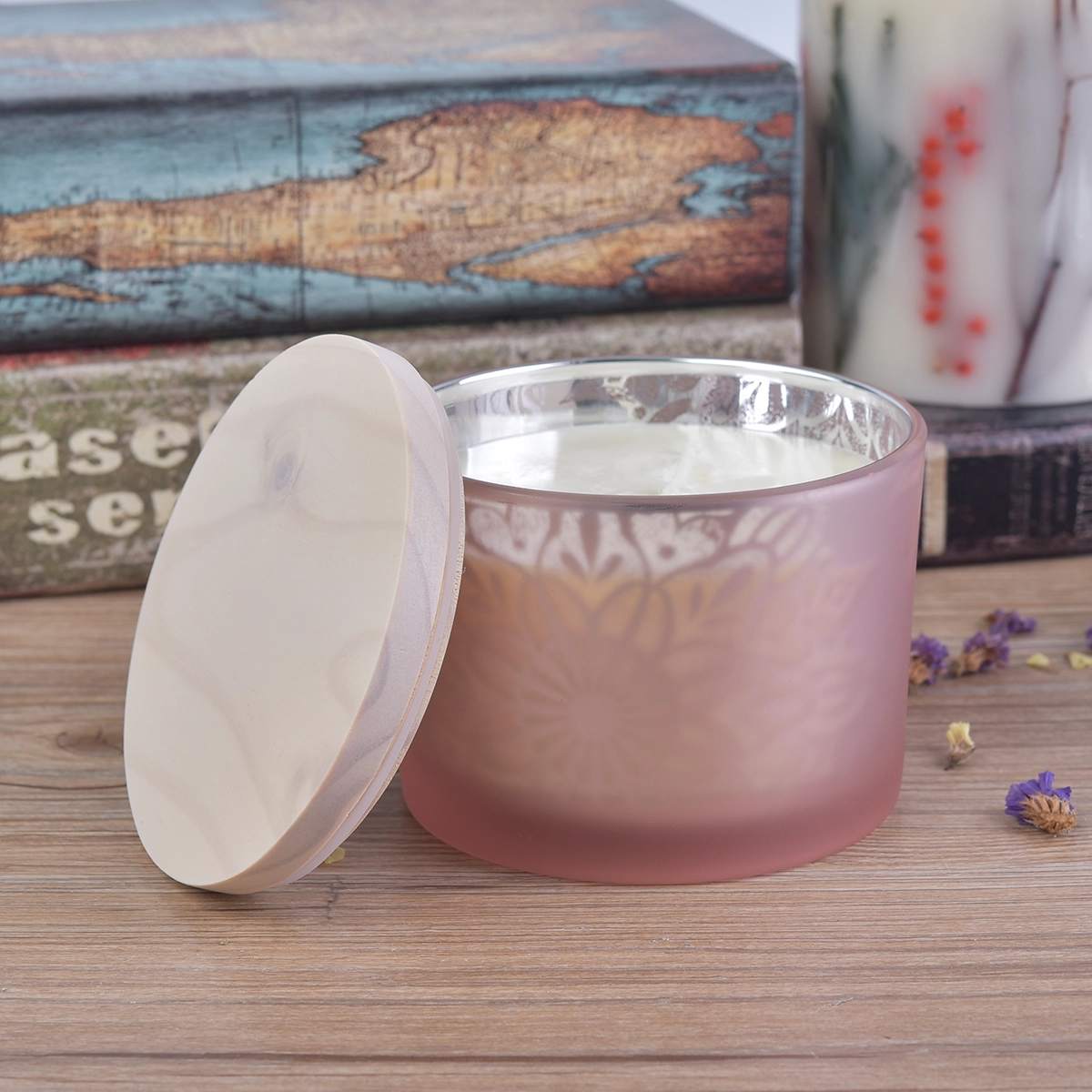 12oz glass candle jar with lid