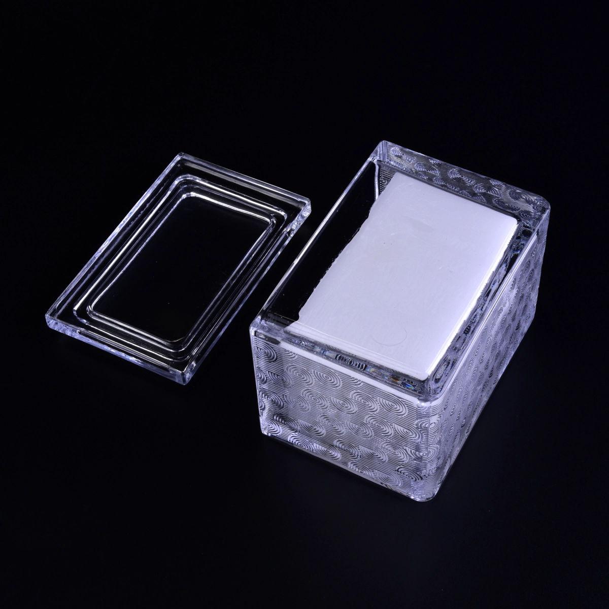 Rectangle Glass Candle Jar With Lid