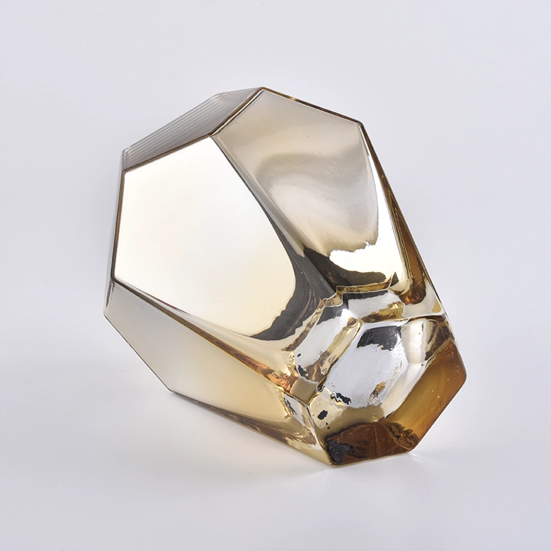 Wholesale Gold Polyhedral Glass Candle Jars
