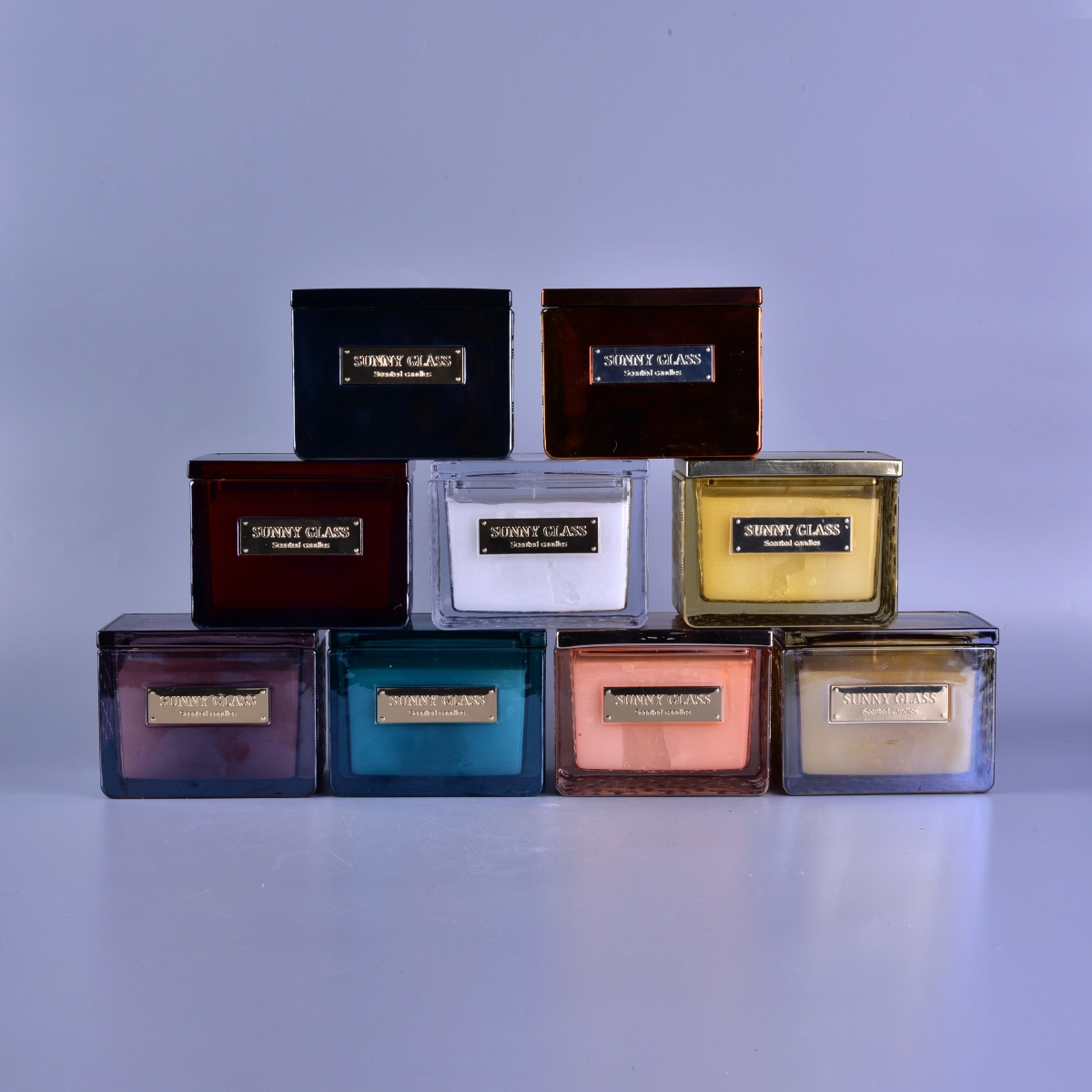 Rectangle Glass Candle Jar With Lid