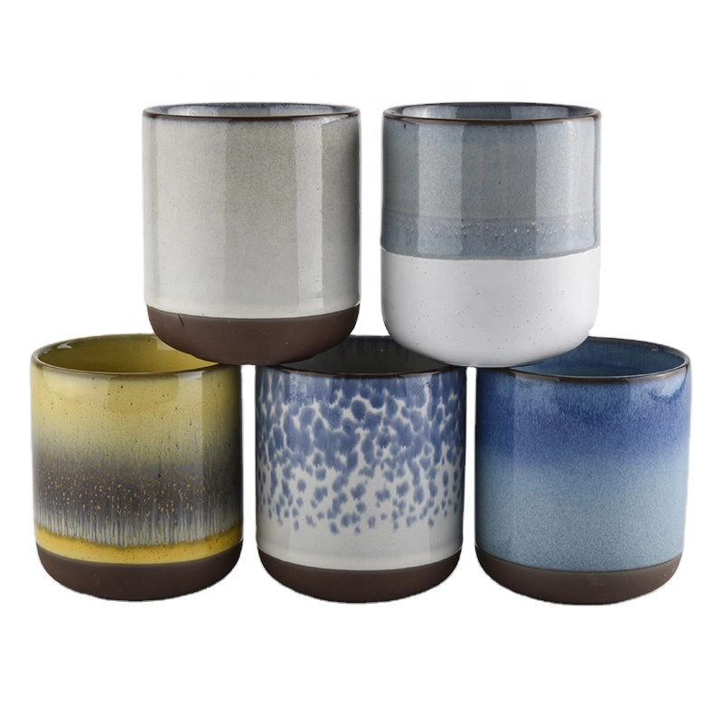 Fancy Round Bottom Glazing Ceramic Candle Jars 400ml wholesale