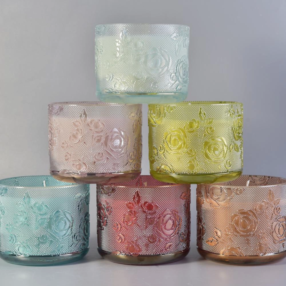 Luxury High Quality Rose Pattern Glass Candle Jars Wholesale Custom Candle Jar Supplier