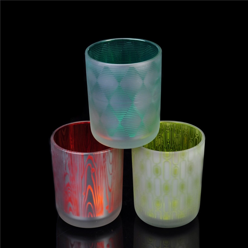 Custom Pattern Frosted Glass Candle Jars Hot Sale