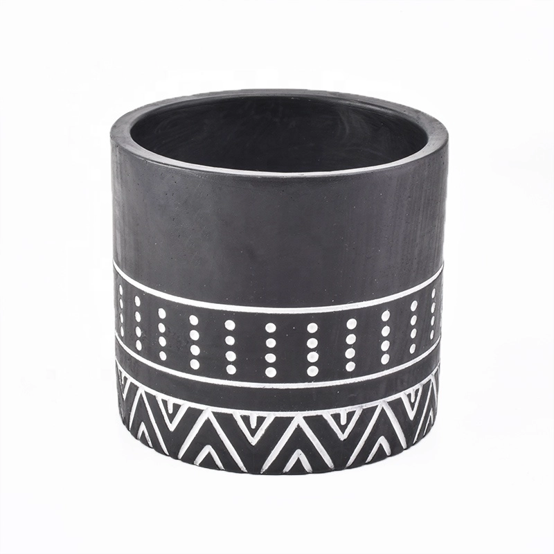 800ml Custom cylinder black Concrete Candle jar