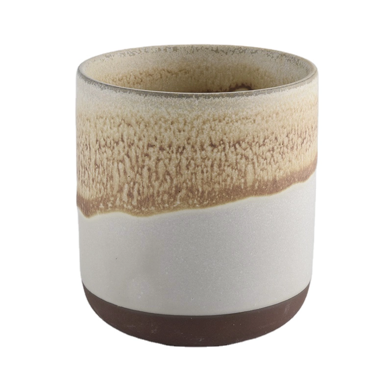 Home decoration custom glaze cylinder ceramic candle holders