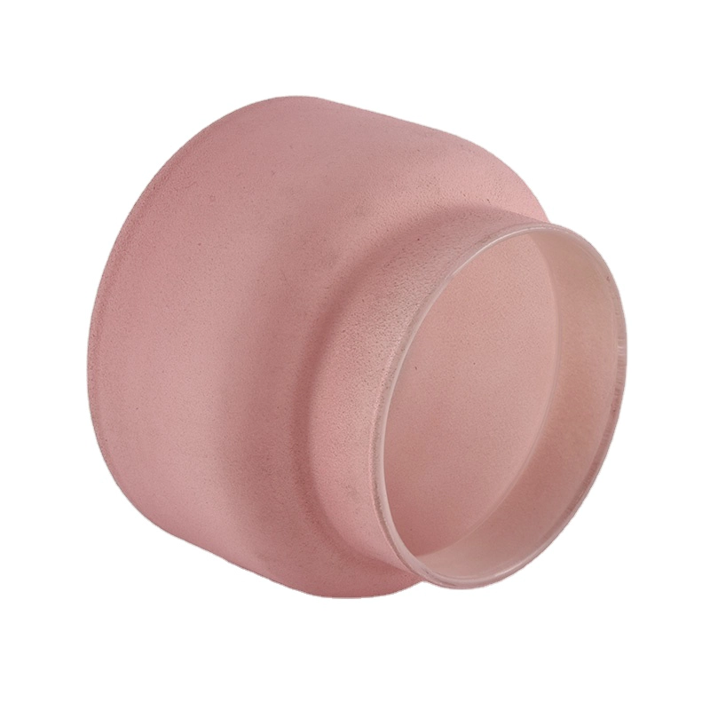 Wholesales custom pink frosted glass candle vessel home decoration