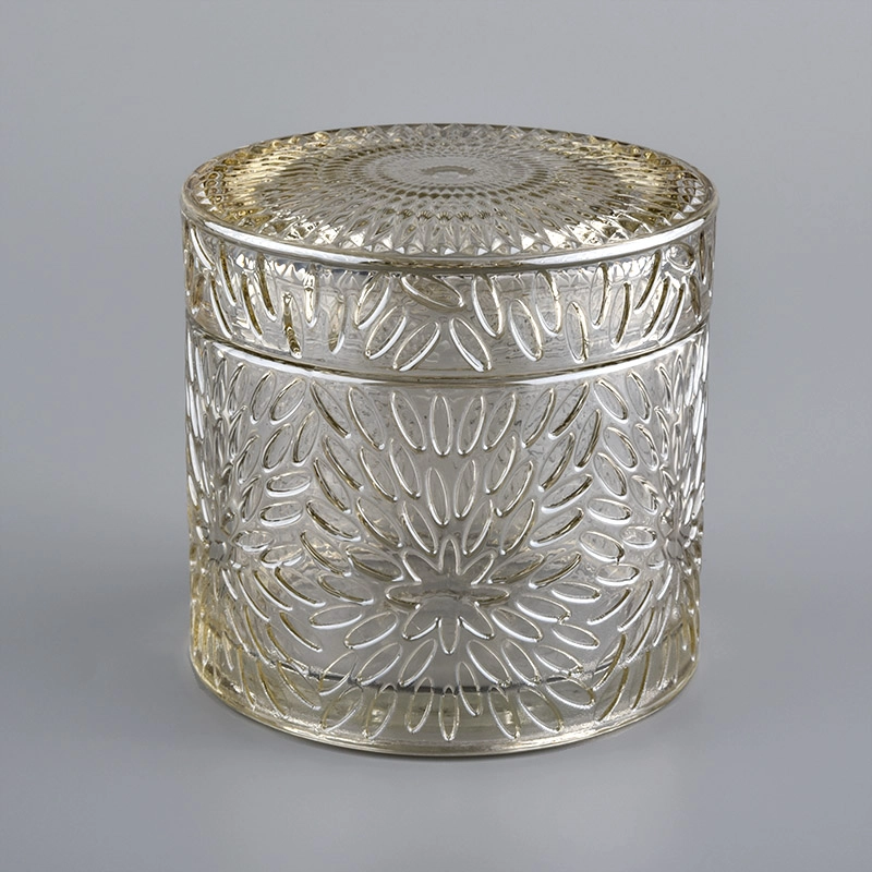 Luxury Home Decoration Light Cold Glass Candle Jar With Lid