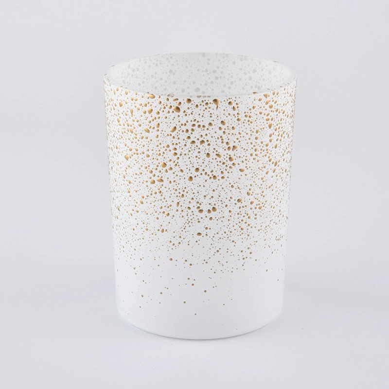 Luxury Gold Decoration White Glass Candle Jars