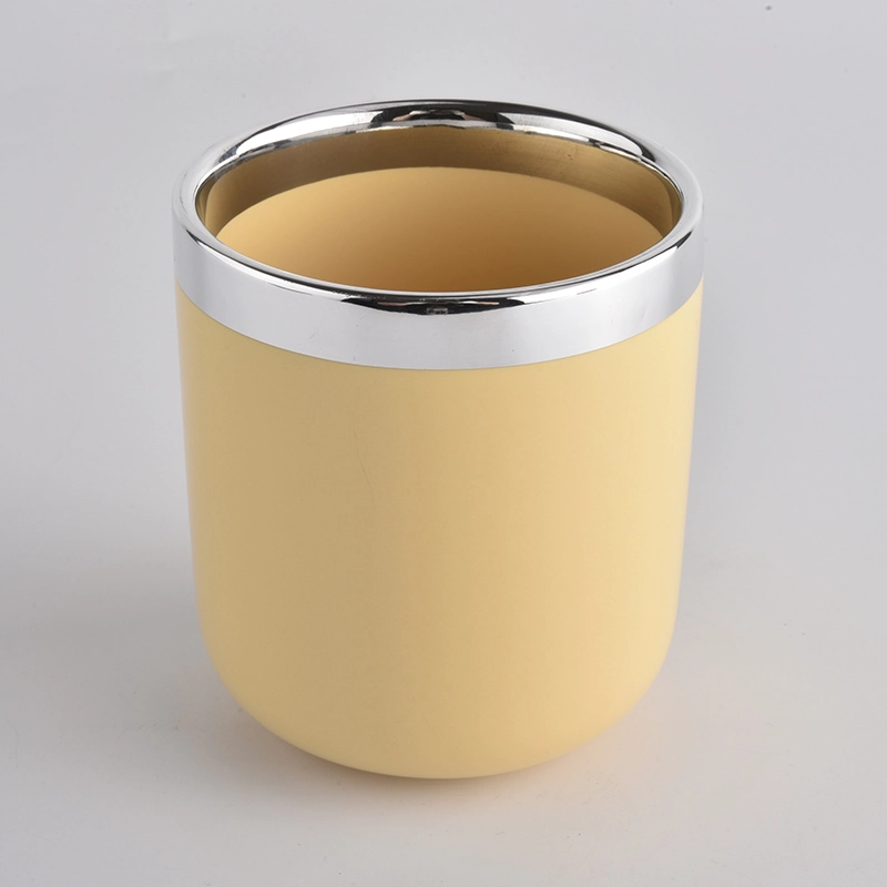 Yellow Ceramic Candle Jars With Round Bottom