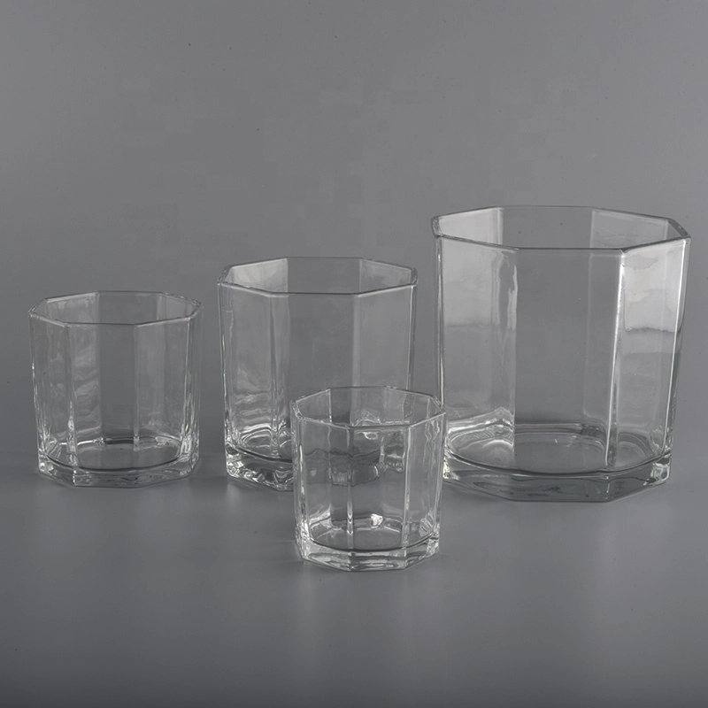 250ml Polygon Clear Empty Glass Candle Jars wholesales