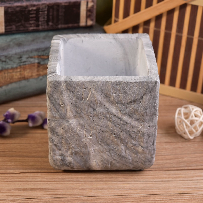 China 10oz Wholesales Custom square grey Concrete Candle holder manufacturer