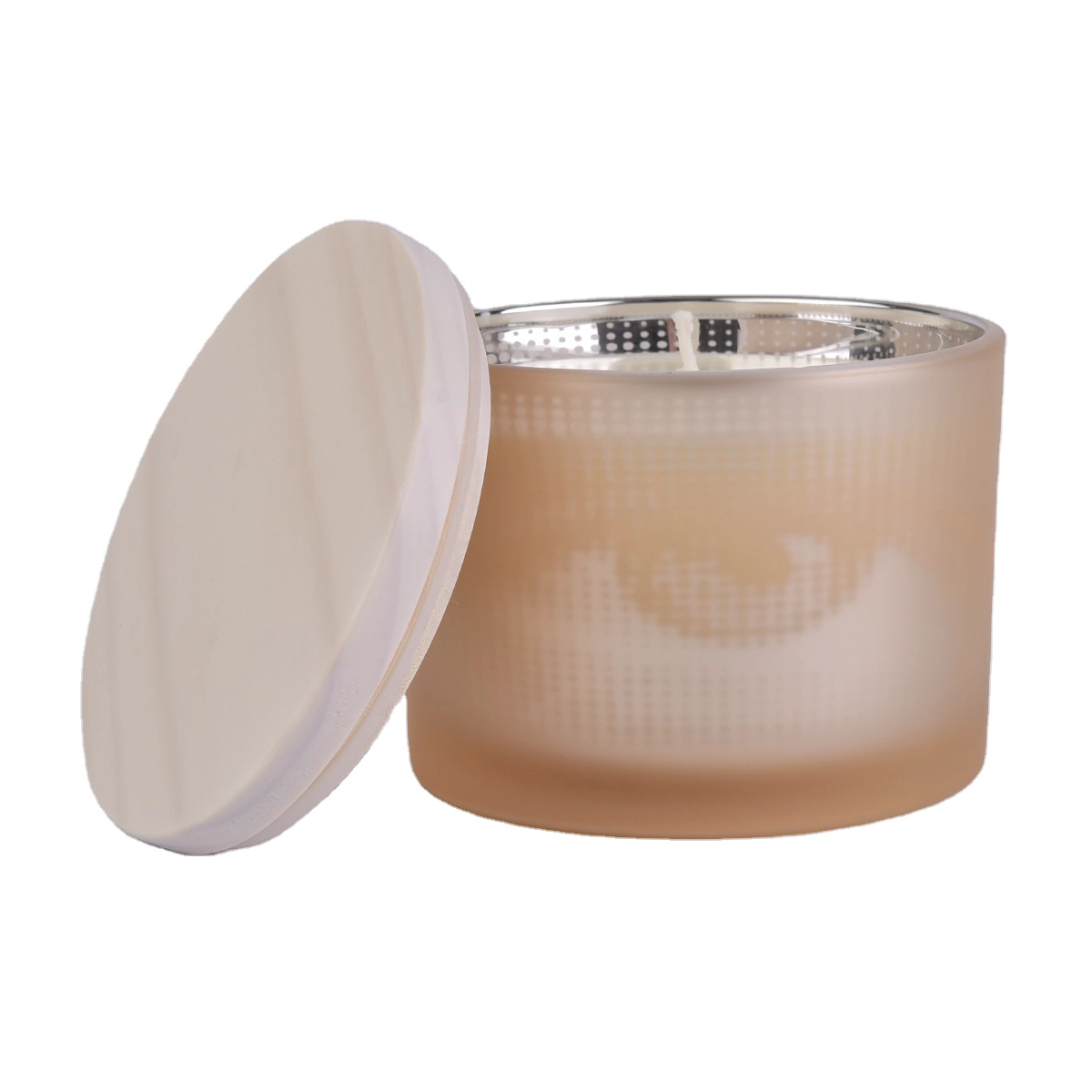 Sunny new design electroplating custom glass candle holder with wood lid