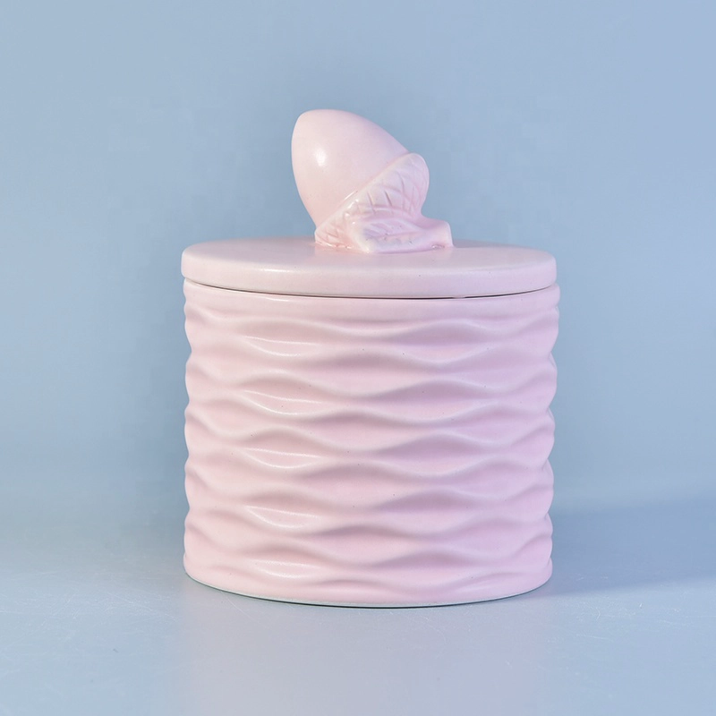 Unique Embossed Candle Container Ceramic With Lids