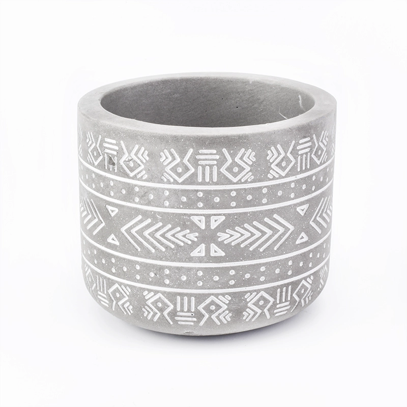 Custom grey concrete cement candle vessels with logo