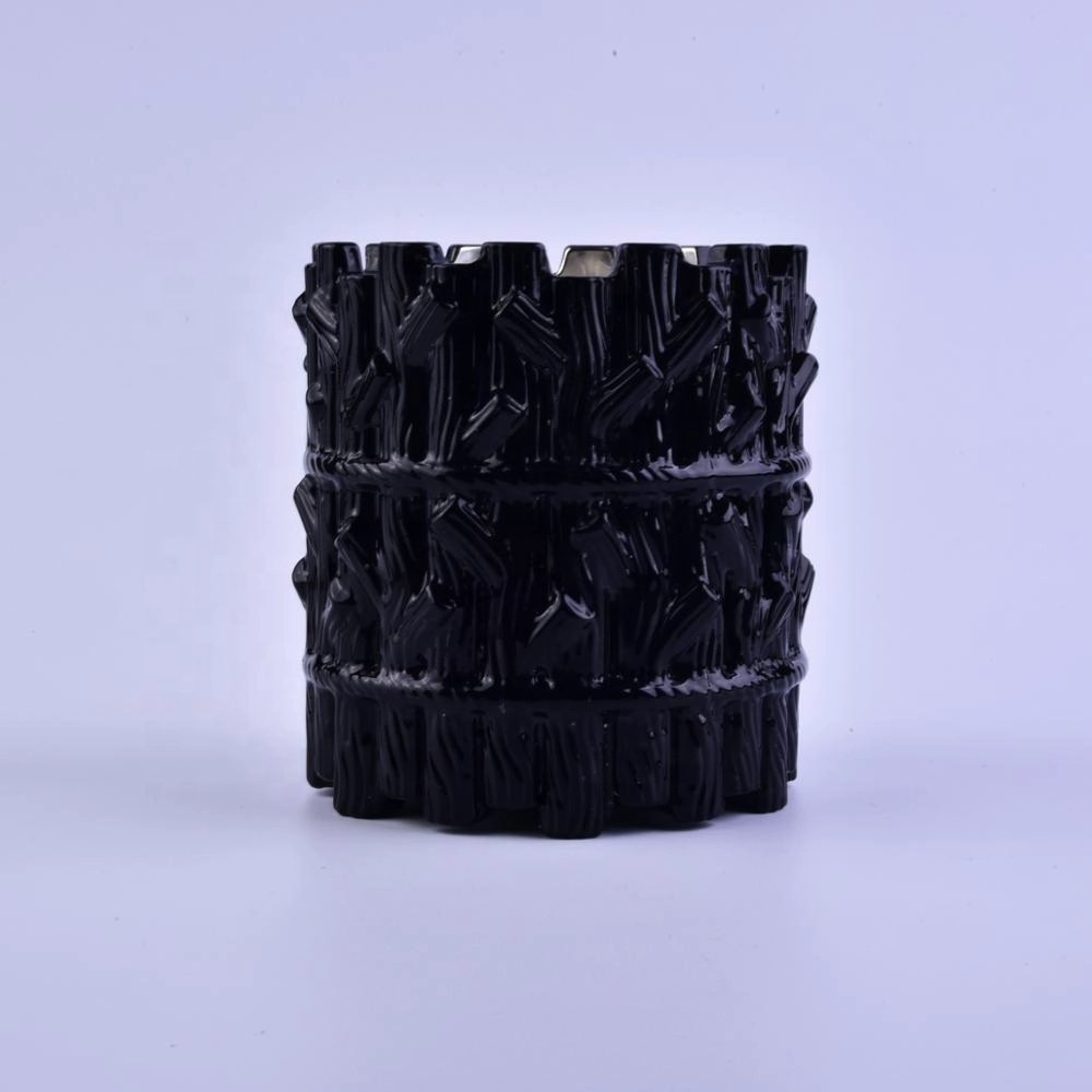 Luxury black tree design glass candle jar bulk 8oz 10oz 12oz