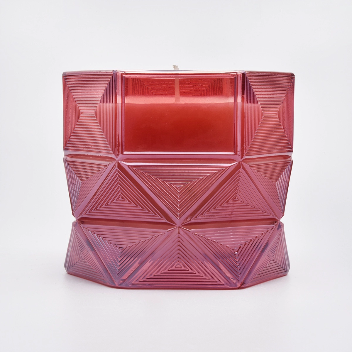 Wholesales christmas Custom Hexagon candle glass holder 10oz 20oz