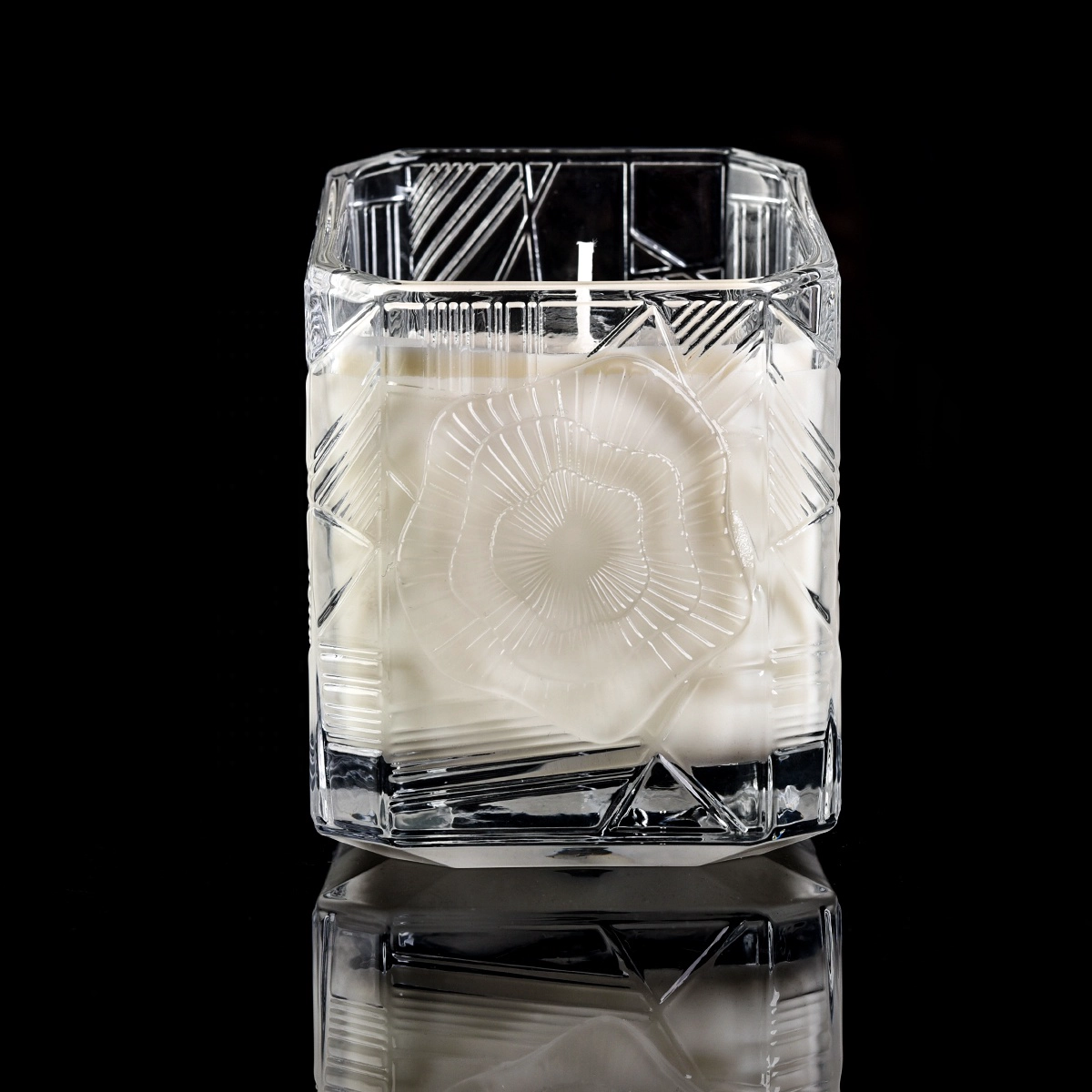 Suppliers clear crystal Trapezoid glass empty candle jars in bulk