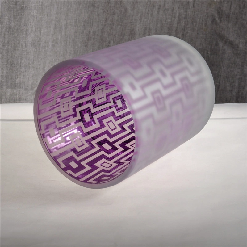 Luxury Home Decorative Frosted Glass Candle Jar And Laser Engraved Inside
