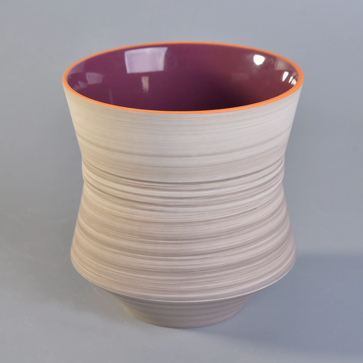 Home decoration unique amber glazed empty ceramic candle jar vessel