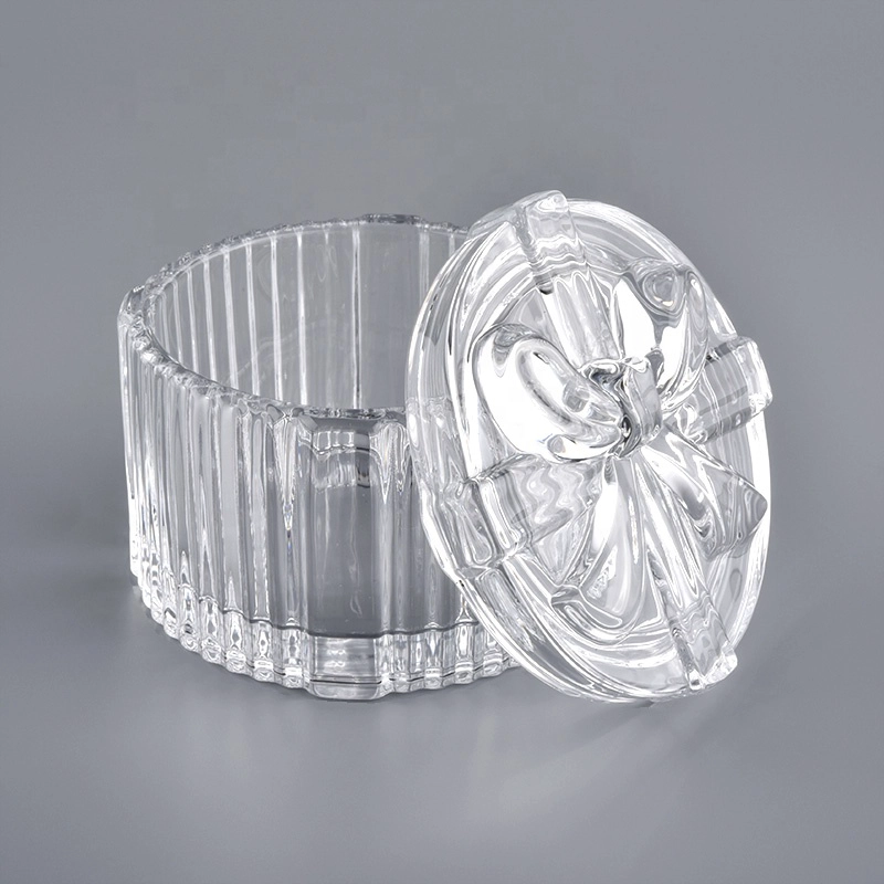 150ml Embossed Crystal Glass Candle Jar With Luxury Lids for candle making wholesale