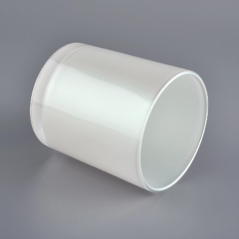 glossy white glass candle jar for making