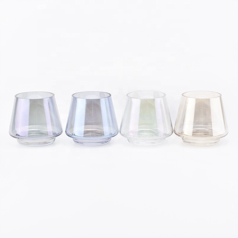 Home decoration empty iridescent glass candle jars wholesale