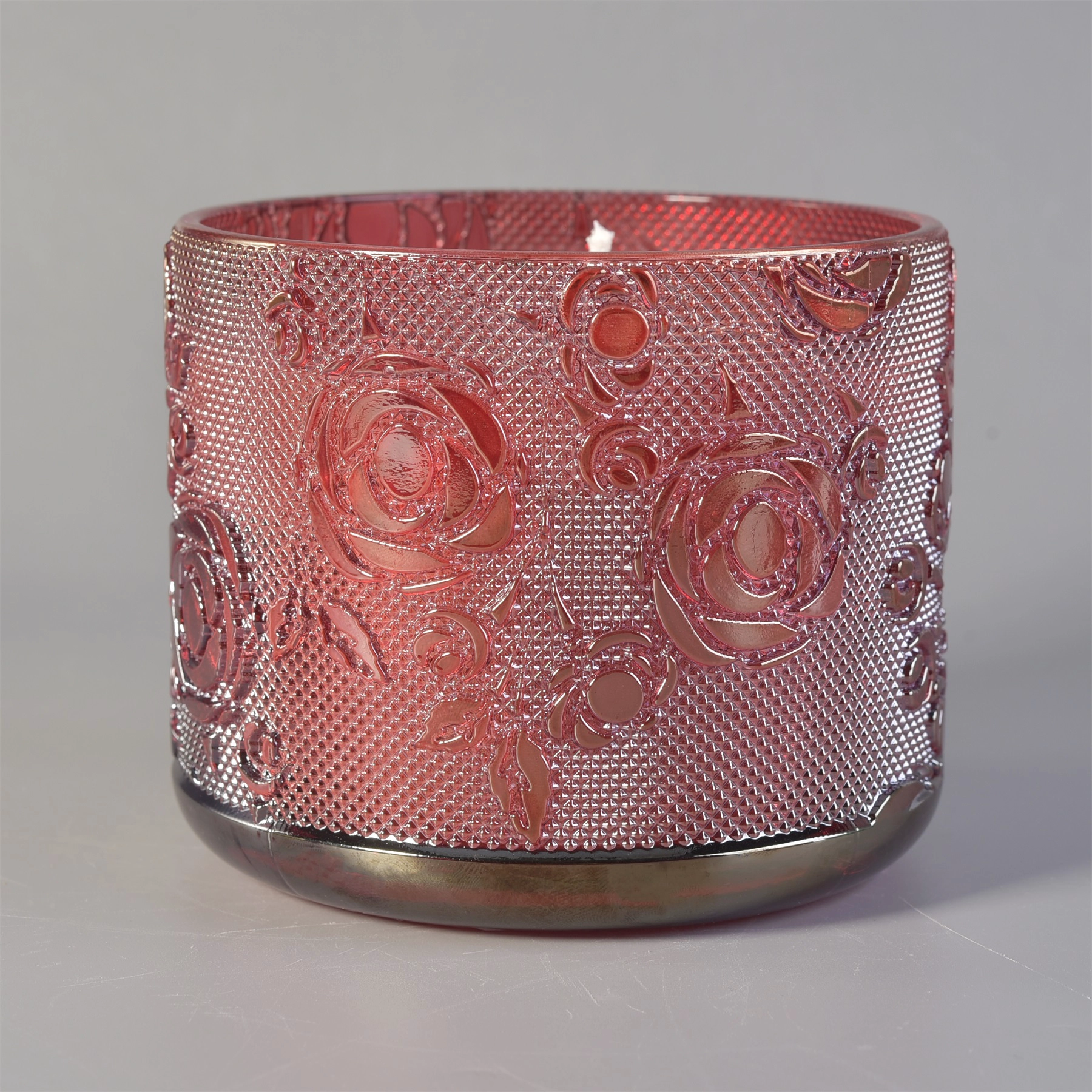 Luxury High Quality Rose Pattern Glass Candle Jars Wholesale Custom Candle Jar Supplier