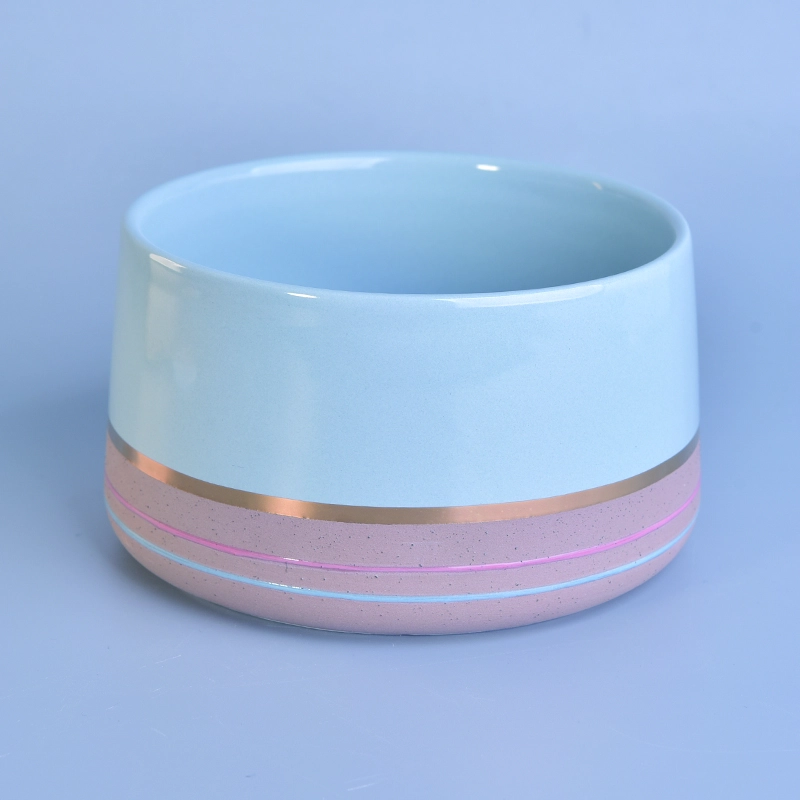 12oz 14oz Wholesales blue votive ceramic candle container