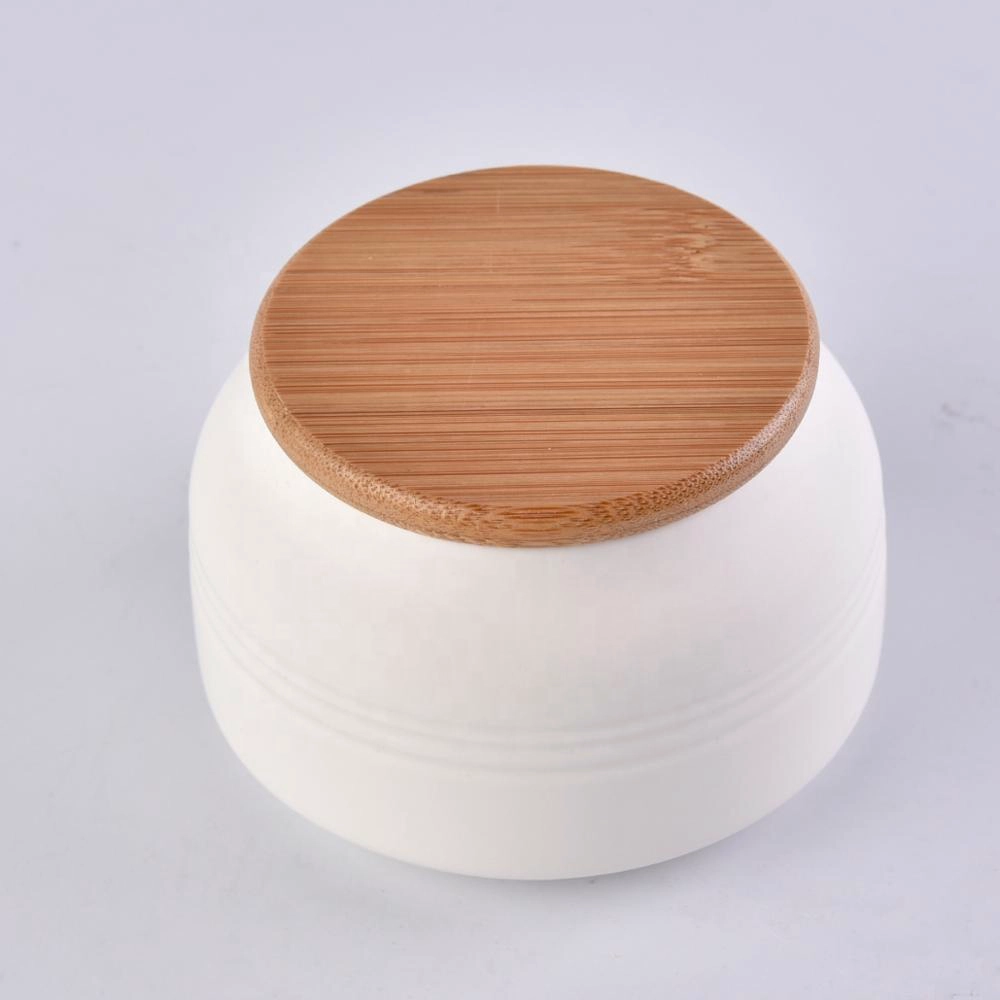 8oz matte white ceramic candle holder with lid