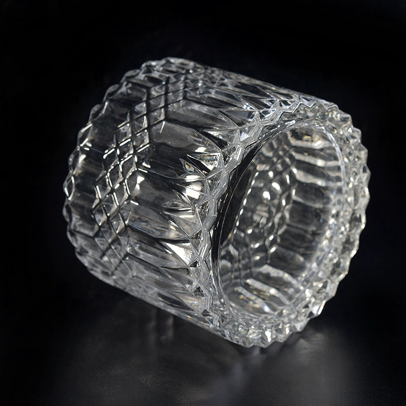 Wholesales luxury geometric crystal candle glass container with lid