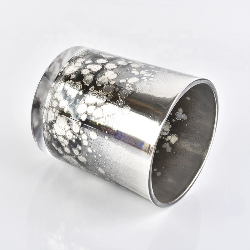 In bulk special laser engrave empty silver glass candle jar for candle making home decoration