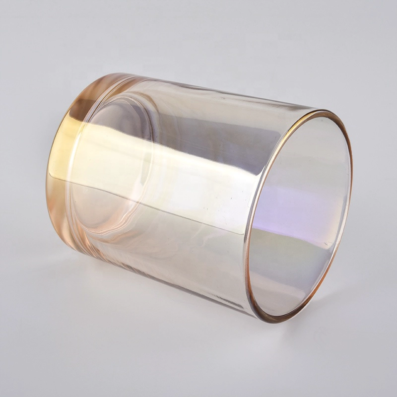 10 oz 8 oz Hot sale empty iridescent gold scented glass candle jars home decoration