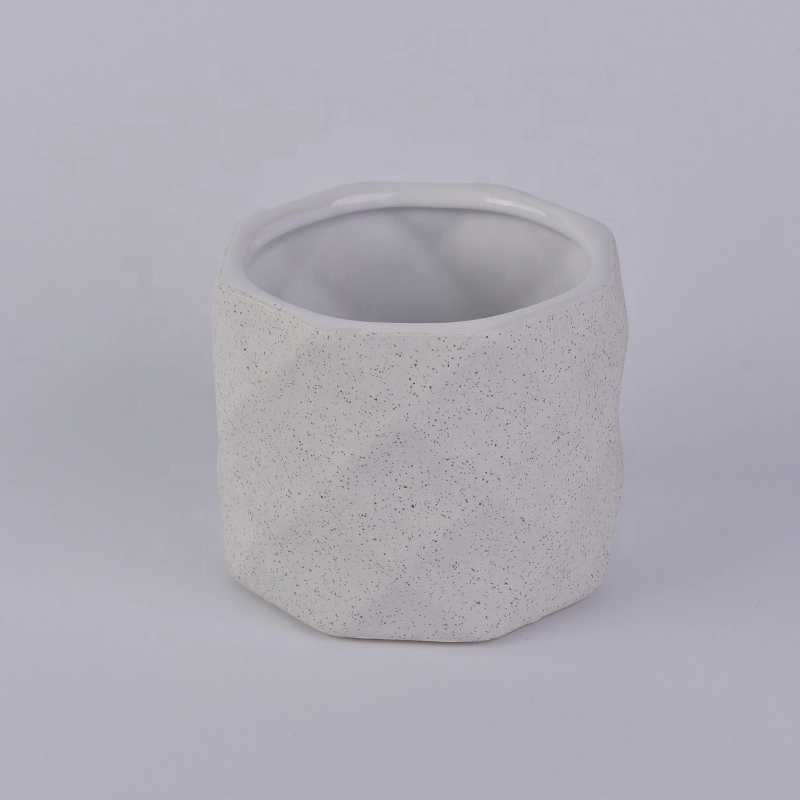 Gray Embossed Ceramic Candle Holders