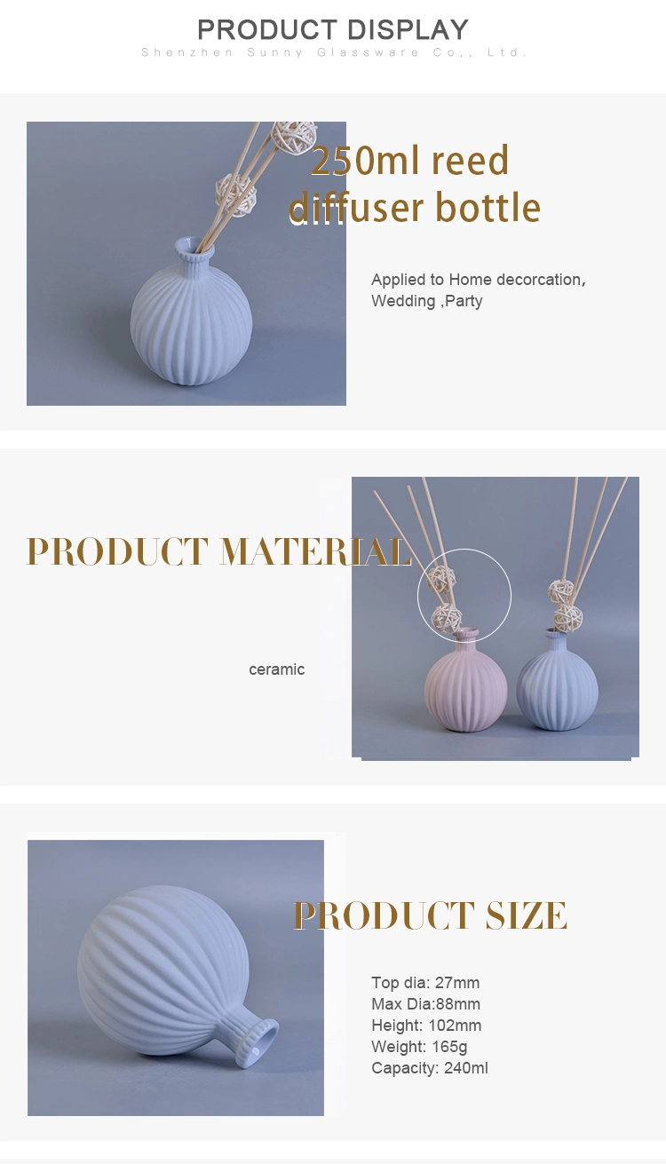 ceramic 250ml luxury aroma oil reed diffuser empty bottle for home wedding party