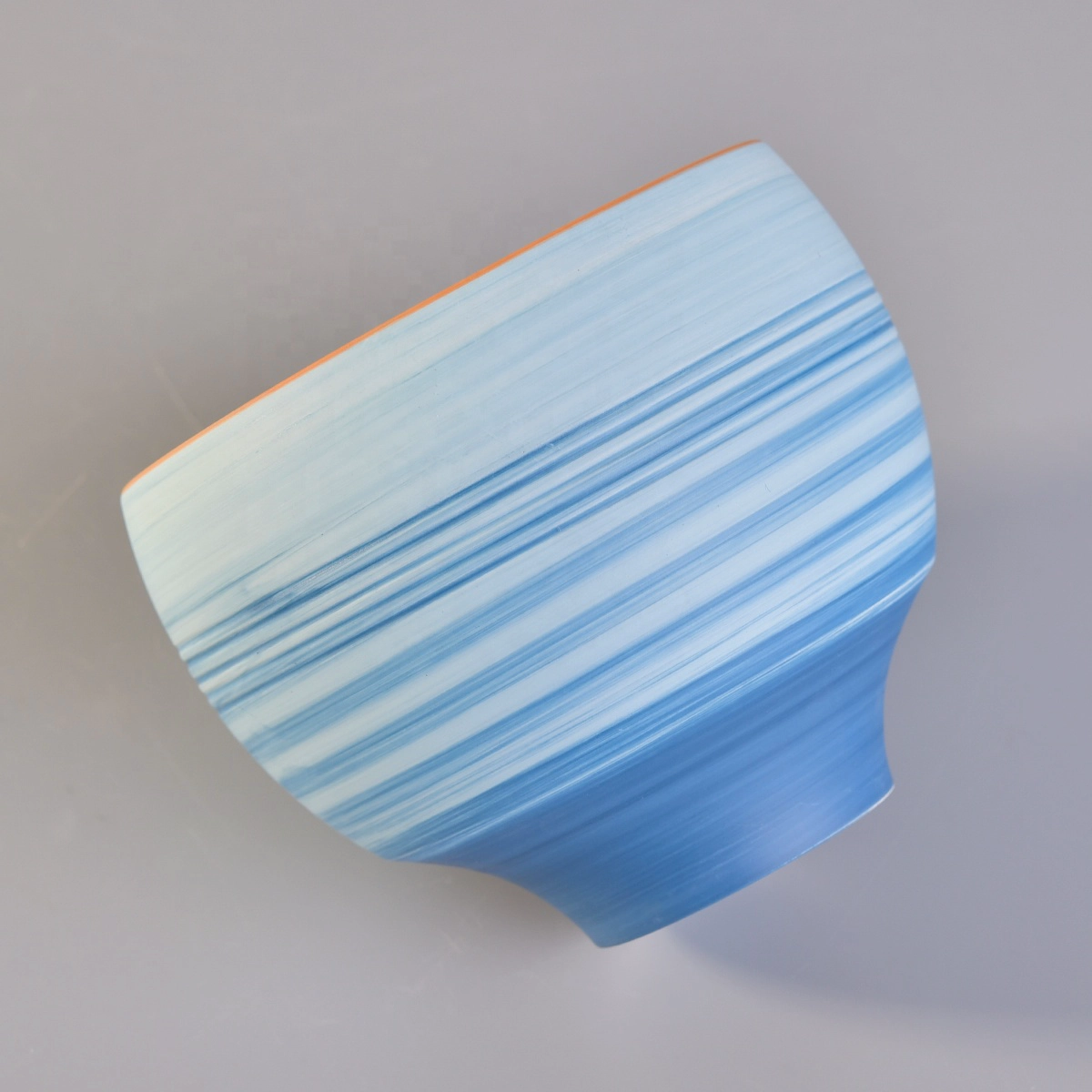 Factory price blue handmade frosted ceramic candle holder 8oz 10oz 12oz