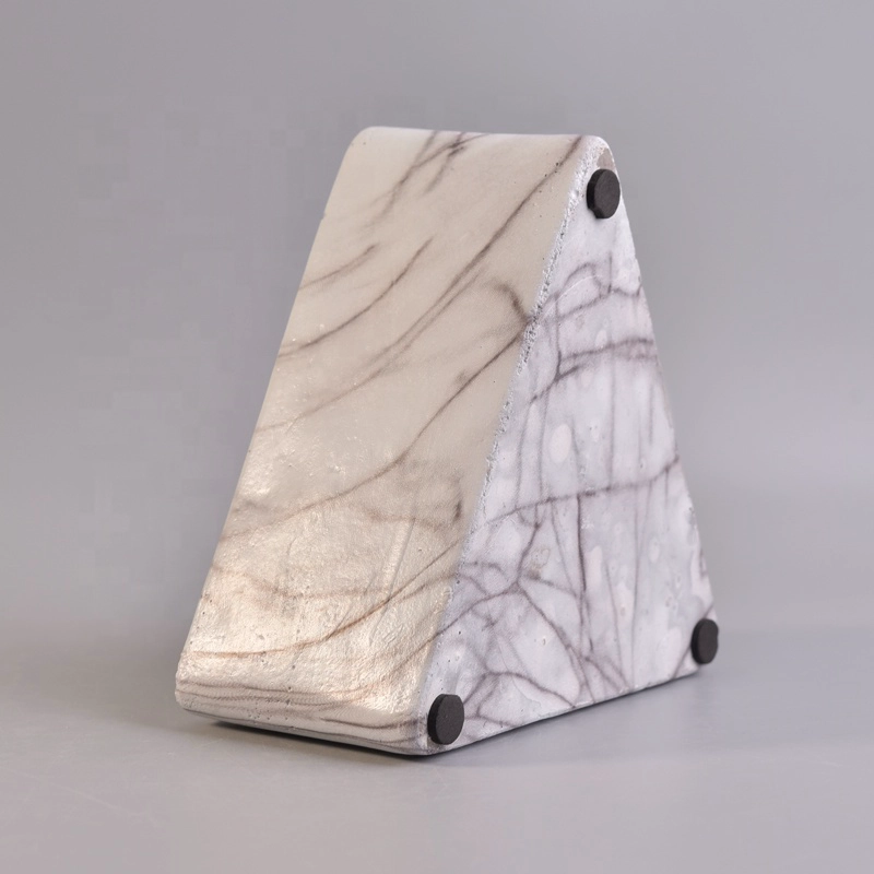 400ml Custom triangle grey cement Candle holder home decor