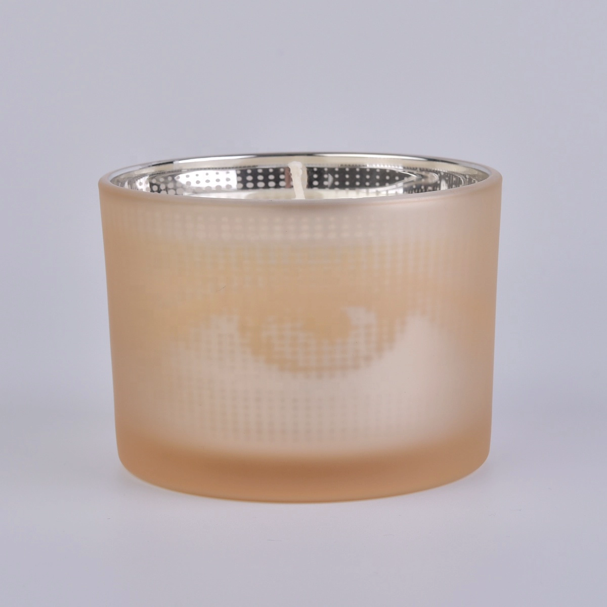 Sunny new design electroplating custom glass candle holder with wood lid